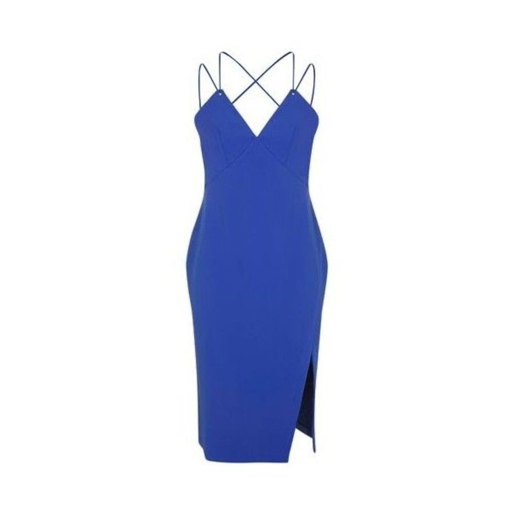 TOPSHOP Blue Midi Dress - size 6P